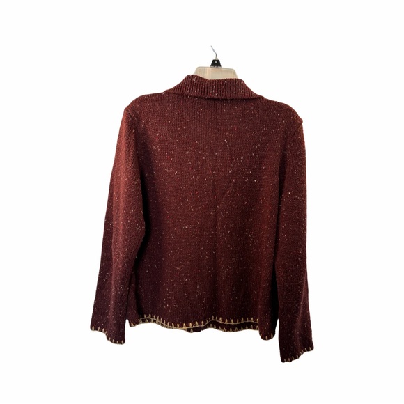 VTG Crazy Horse/liz Claiborne long sleeve zip up cardigan. Maroon. Size Large - Picture 4 of 9